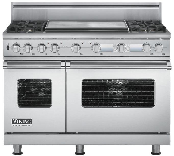 Viking 48" Dual Fuel Range with Propane Gas, 4 Sealed Burners and 24" Griddle Colder's